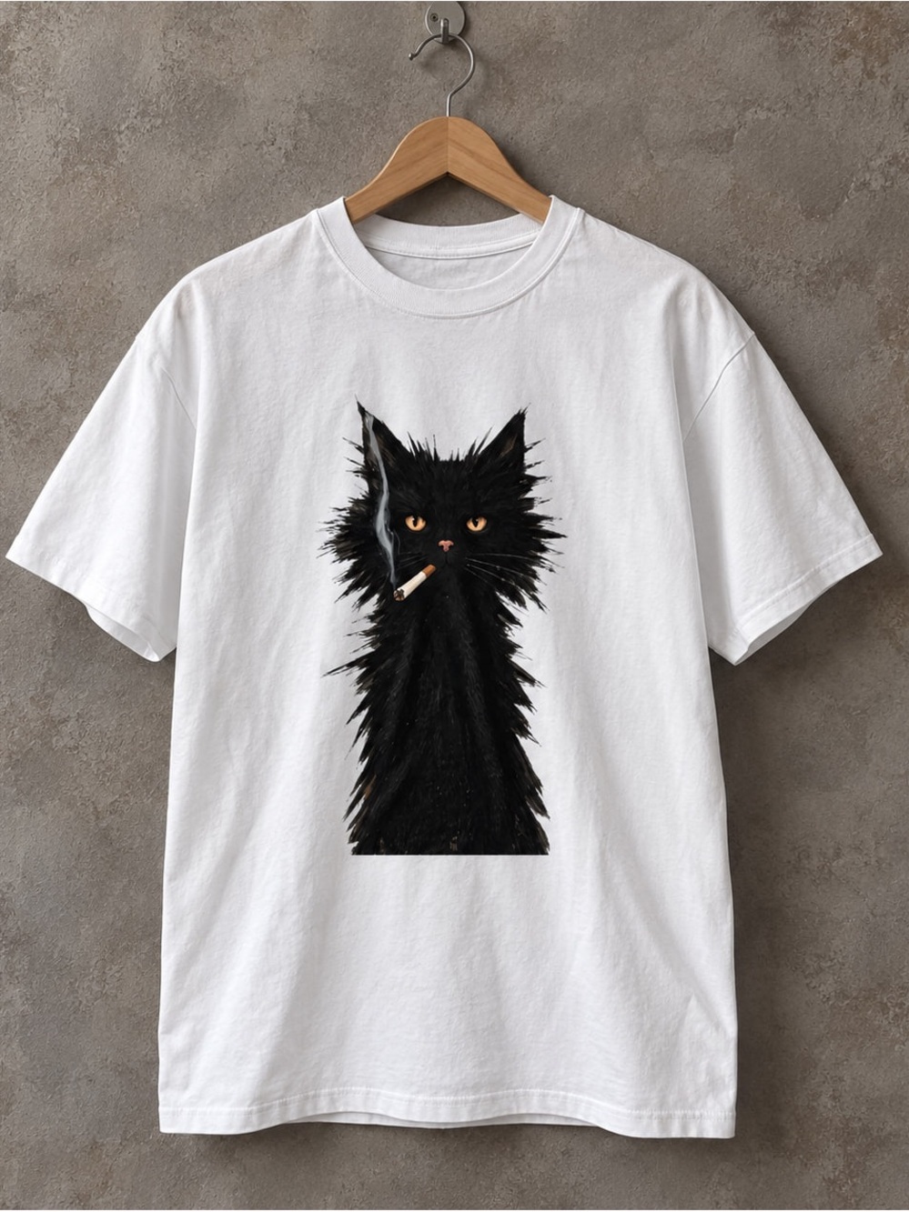 Black Cat Gildan White Short Sleeve Tee Graphic